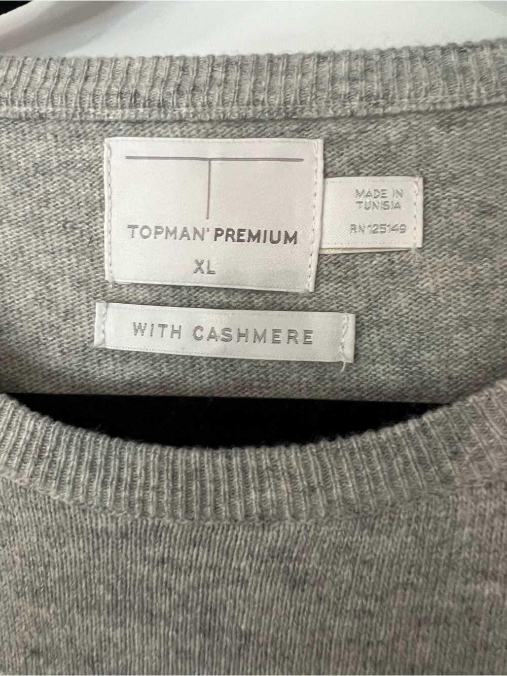 Topman Premium Light Gray Crewneck Sweater with Cashmere